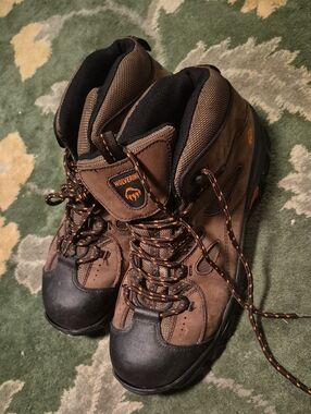 Wolverine Men's Brown and Black Waterproof Lace-Up Work Boots